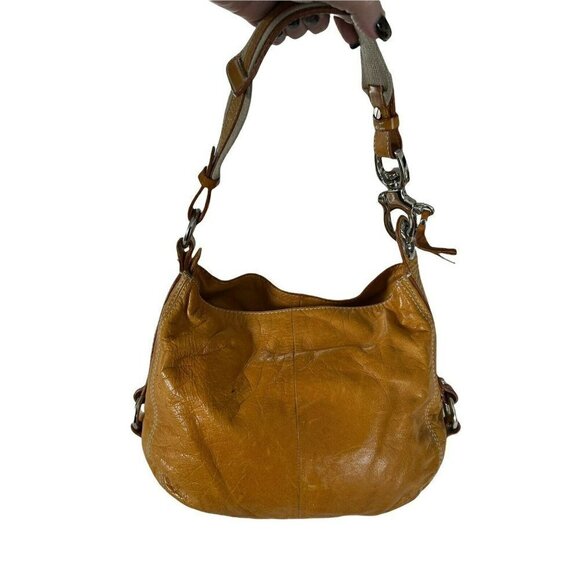Francesco Biasia Whiskey Saddle Leather Shoulder Hobo Bag Double Front P… - Picture 2 of 12